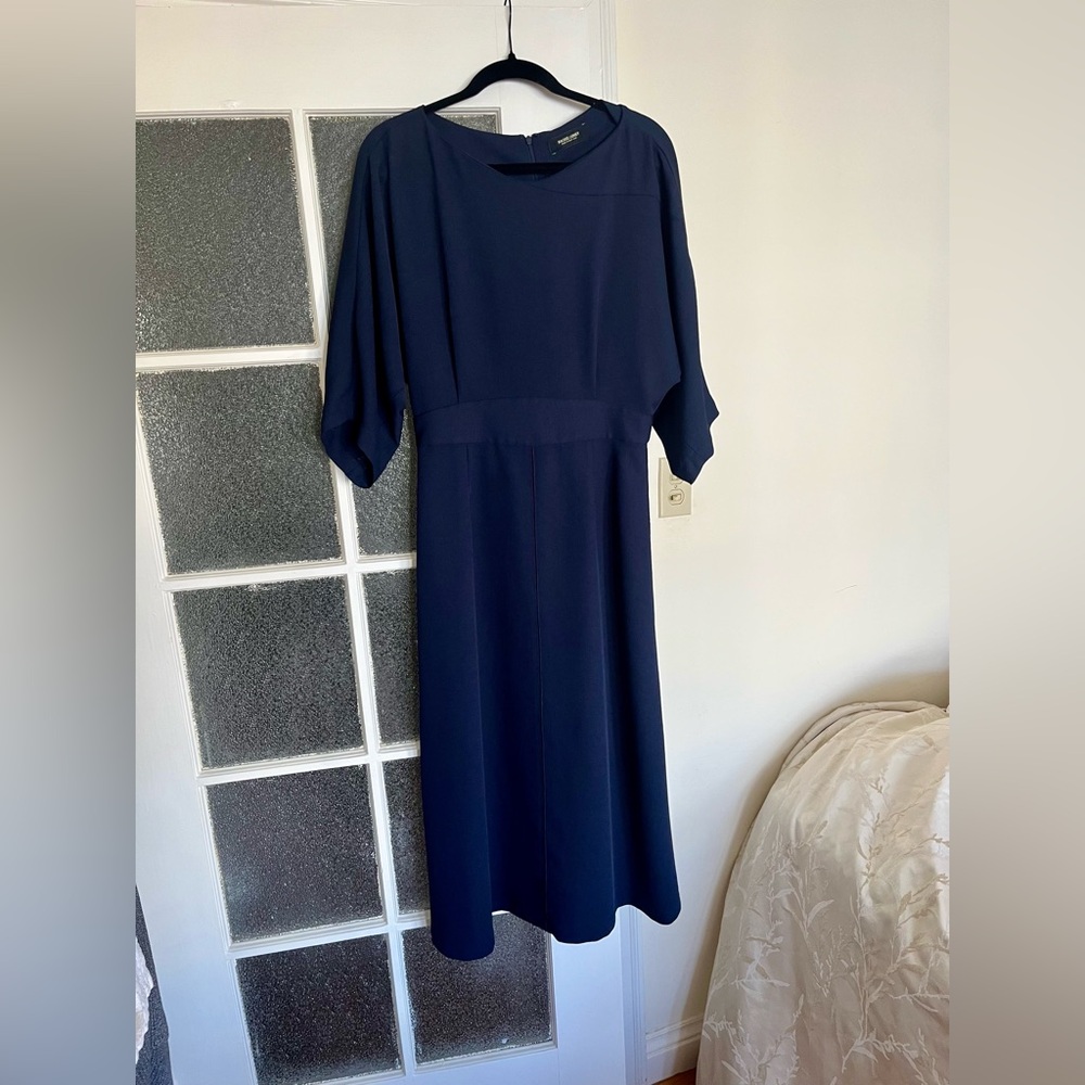 Rachel Comey Lyss Navy Blue Midi Dress Slit 🇺🇸 Made in New York Made in USA - Picture 2 of 6